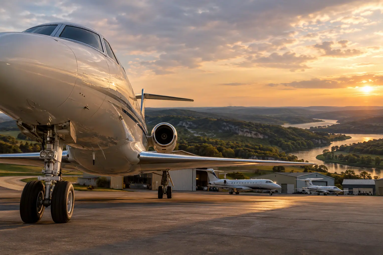 Private jets at John C Tune Airport