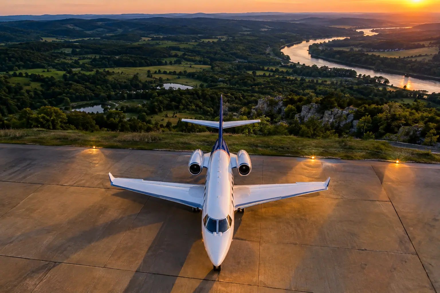 Midsize jet on the ramp